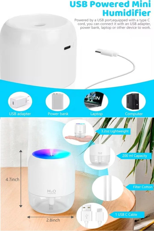 Colorful LED Transparent ini-Humidifier/Diffuser