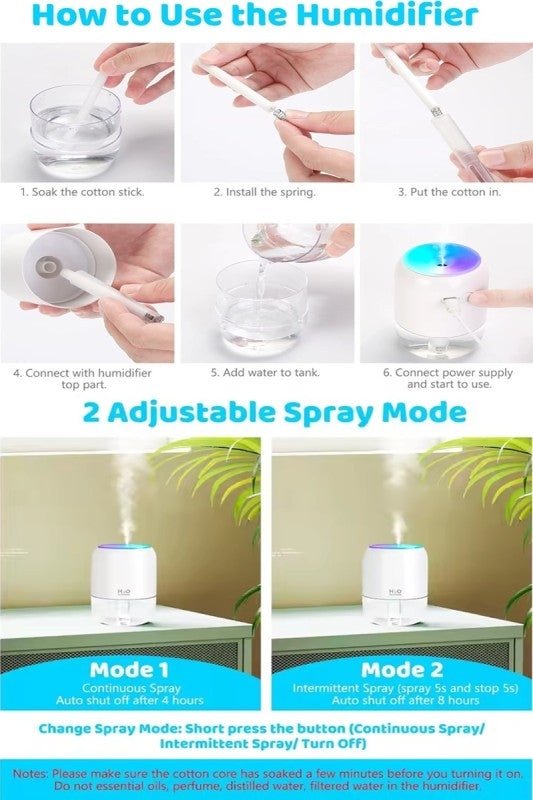 Colorful LED Transparent ini-Humidifier/Diffuser