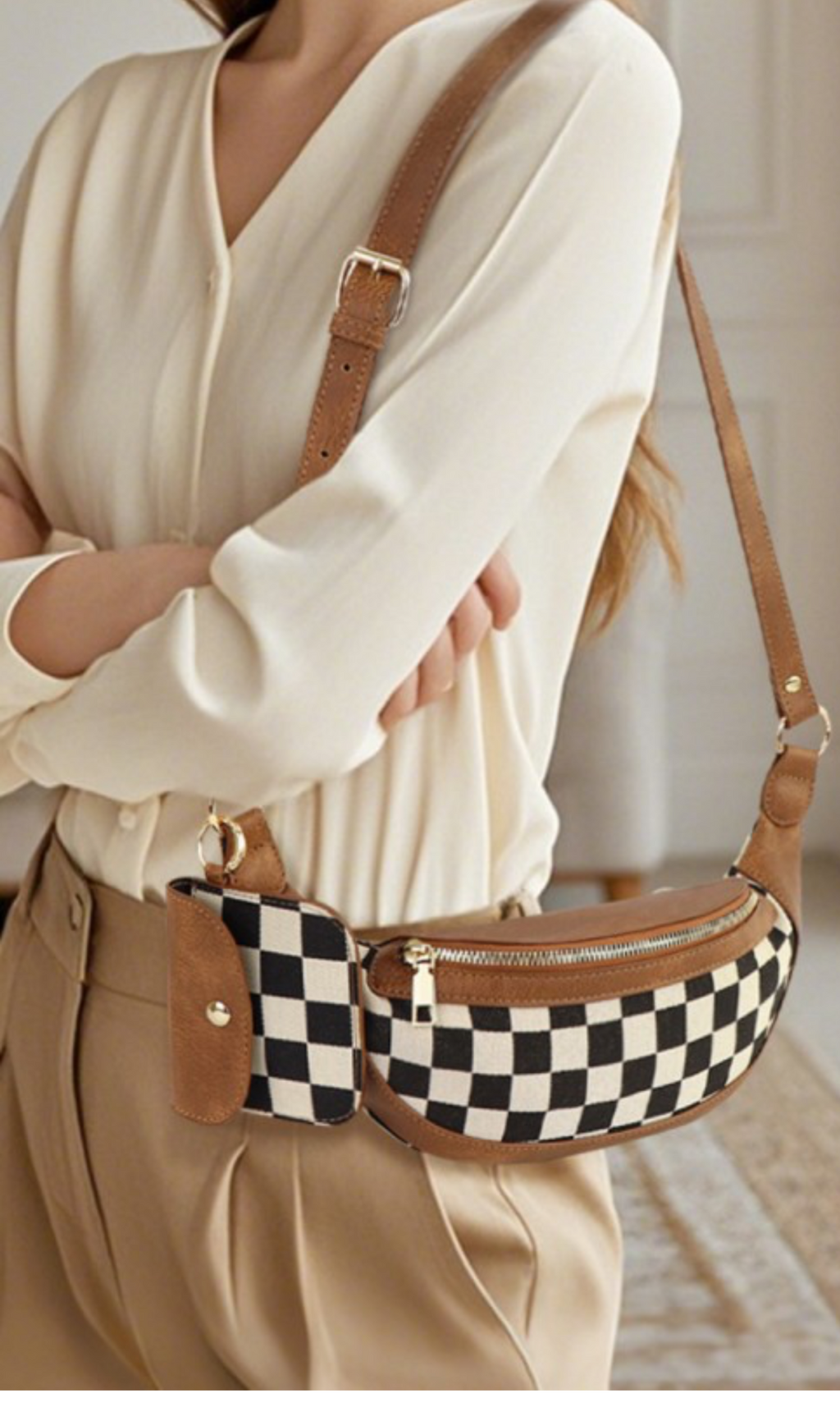 Checked Shoulder Bag