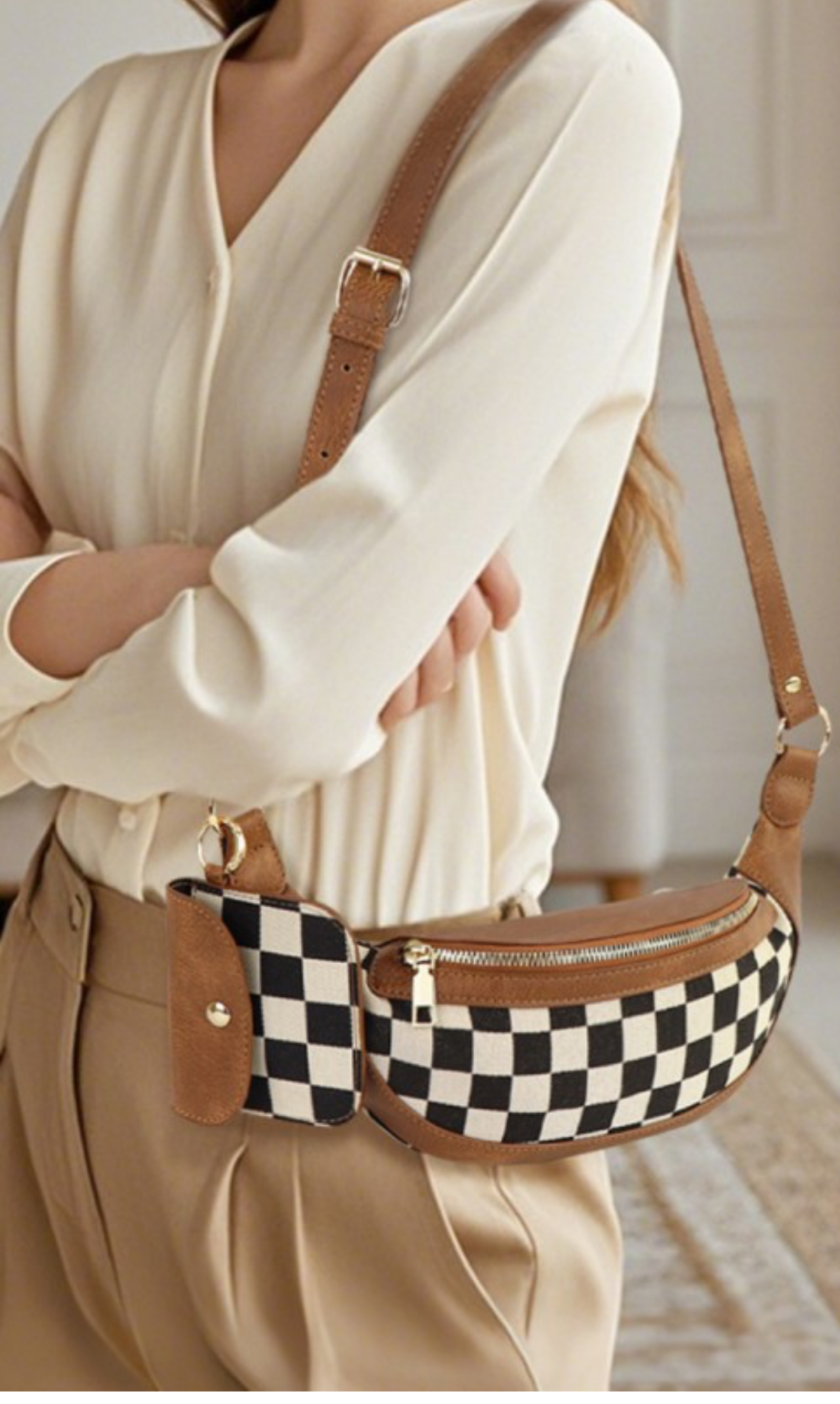 Checked Shoulder Bag