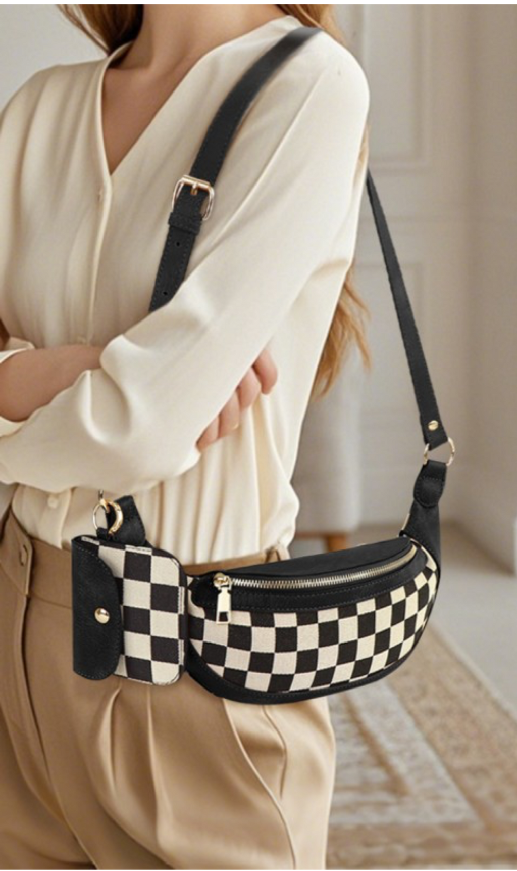 Checked Shoulder Bag