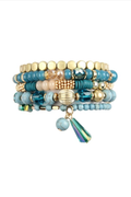 Multi Beaded Bracelet w/tassel